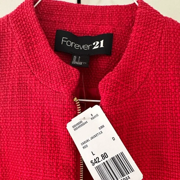 NWT Forever21 tweed red jacket - size L - Picture 3 of 8